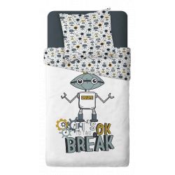Parure de couette 140 x 200 "Take a break" Réversible 100% Coton / 57 Fils/cm²