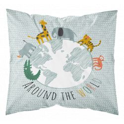 Parure de couette 140 x 200 "Around the world" Réversible 100% Coton / 57 Fils/cm²
