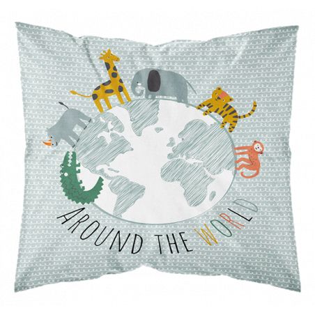 Parure de couette 140 x 200 "Around the world" Réversible 100% Coton / 57 Fils/cm²