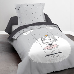 Parure de couette 140 x 200 "Little Princess" Réversible 100% Coton / 57 Fils/cm²