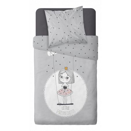 Parure de couette 140 x 200 "Little Princess" Réversible 100% Coton / 57 Fils/cm²