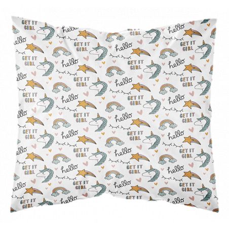 Parure de couette 140 x 200 "Lucky Girl" Réversible 100% Coton / 57 Fils/cm²