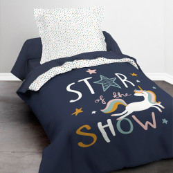 Parure de couette 140 x 200 "Star of the show" Réversible 100% Coton / 57 Fils/cm²