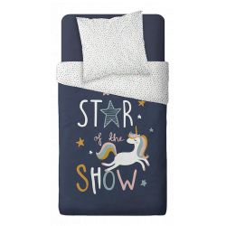 Parure de couette 140 x 200 "Star of the show" Réversible 100% Coton / 57 Fils/cm²