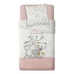 Parure de couette 140 x 200 "Best Friends" Réversible 100% Coton / 57 Fils/cm²