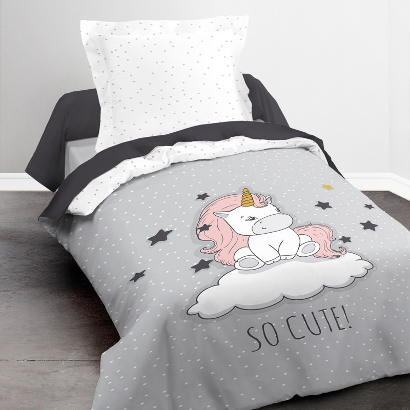 Parure de couette 140 x 200 "So cut" Réversible 100% Coton / 57 Fils/cm²