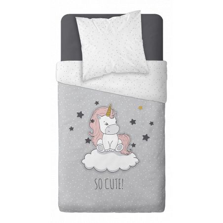 Parure de couette 140 x 200 "So cut" Réversible 100% Coton / 57 Fils/cm²