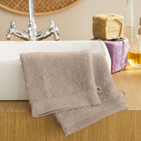 Lot de 2 gants de toilette éponge "Spa" 15 x 21 cm / 400 gr/m²