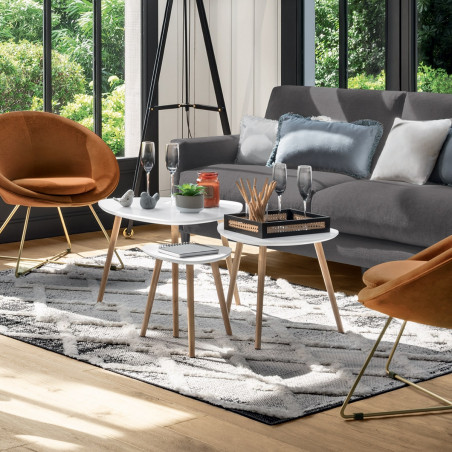 Lot de 3 tables café blanc Miléo Atmosphera