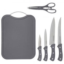 Ensemble de 4 couteaux + 1 ciseau + 1 planche à découper Secret de Gourmet