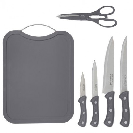 Ensemble de 4 couteaux + 1 ciseau + 1 planche à découper Secret de Gourmet
