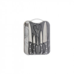 Ensemble de 4 couteaux + 1 ciseau + 1 planche à découper Secret de Gourmet