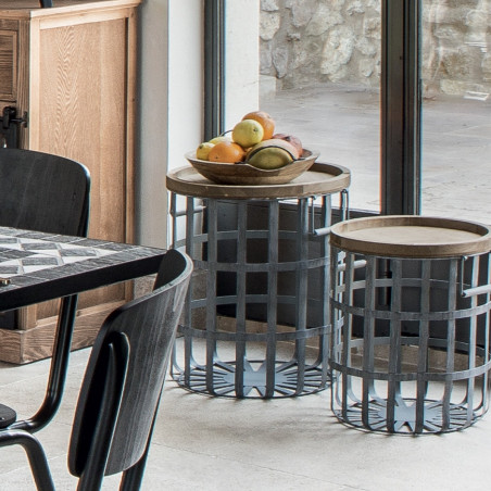 Lot de 2 tables café lattes de métal "Facto" Atmosphera