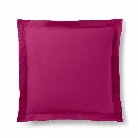Taie d'oreiller Fushia 63 x 63 cm volant plat piqué  / 100% Coton / 57 fils/cm²