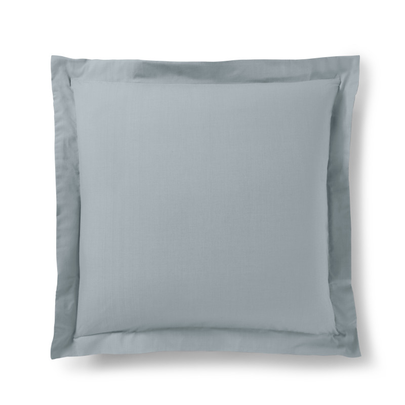 Taie d'oreiller Gris perle 63 x 63 cm volant plat piqué  / 100% Coton / 57 fils/cm²