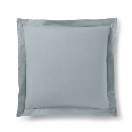 Taie d'oreiller Gris perle 63 x 63 cm volant plat piqué  / 100% Coton / 57 fils/cm²