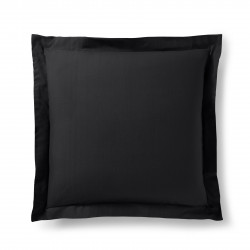 Taie d'oreiller Noir 63 x 63 cm volant plat piqué  / 100% Coton / 57 fils/cm²