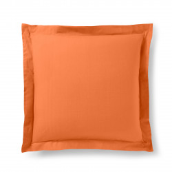 Taie d'oreiller Orange 63 x 63 cm volant plat piqué  / 100% Coton / 57 fils/cm²