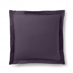 Taie d'oreiller Prune 63 x 63 cm volant plat piqué  / 100% Coton / 57 fils/cm²