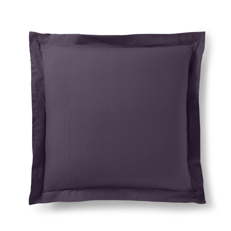 Taie d'oreiller Prune 63 x 63 cm volant plat piqué  / 100% Coton / 57 fils/cm²