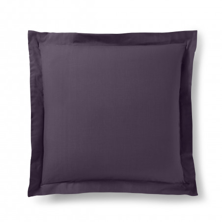 Taie d'oreiller Prune 63 x 63 cm volant plat piqué  / 100% Coton / 57 fils/cm²