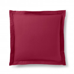 Taie d'oreiller Rouge 63 x 63 cm volant plat piqué  / 100% Coton / 57 fils/cm²