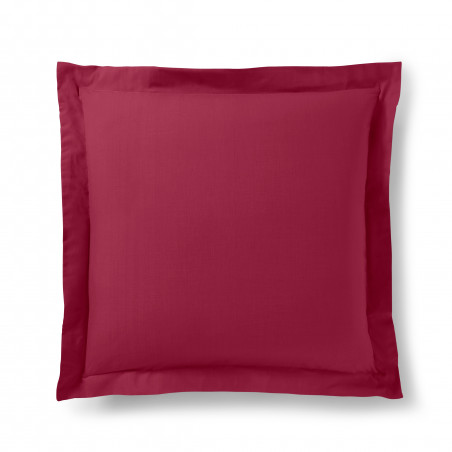 Taie d'oreiller Rouge 63 x 63 cm volant plat piqué  / 100% Coton / 57 fils/cm²