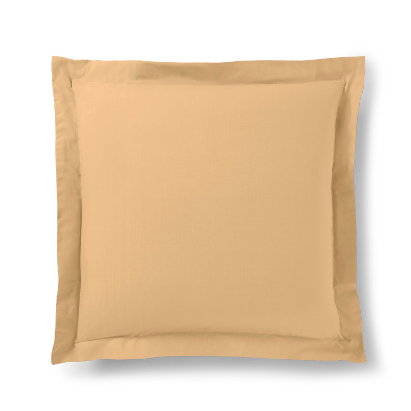 Taie d'oreiller Taupe 63 x 63 cm volant plat piqué  / 100% Coton / 57 fils/cm²