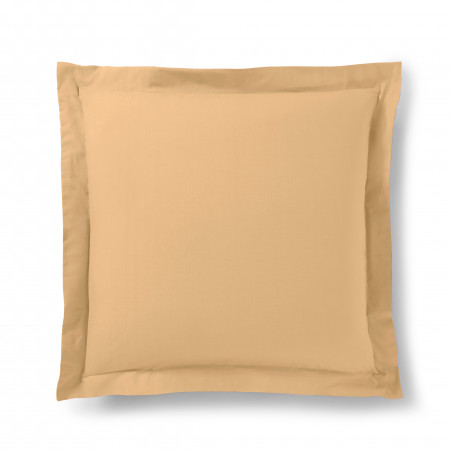 Taie d'oreiller Taupe 63 x 63 cm volant plat piqué  / 100% Coton / 57 fils/cm²
