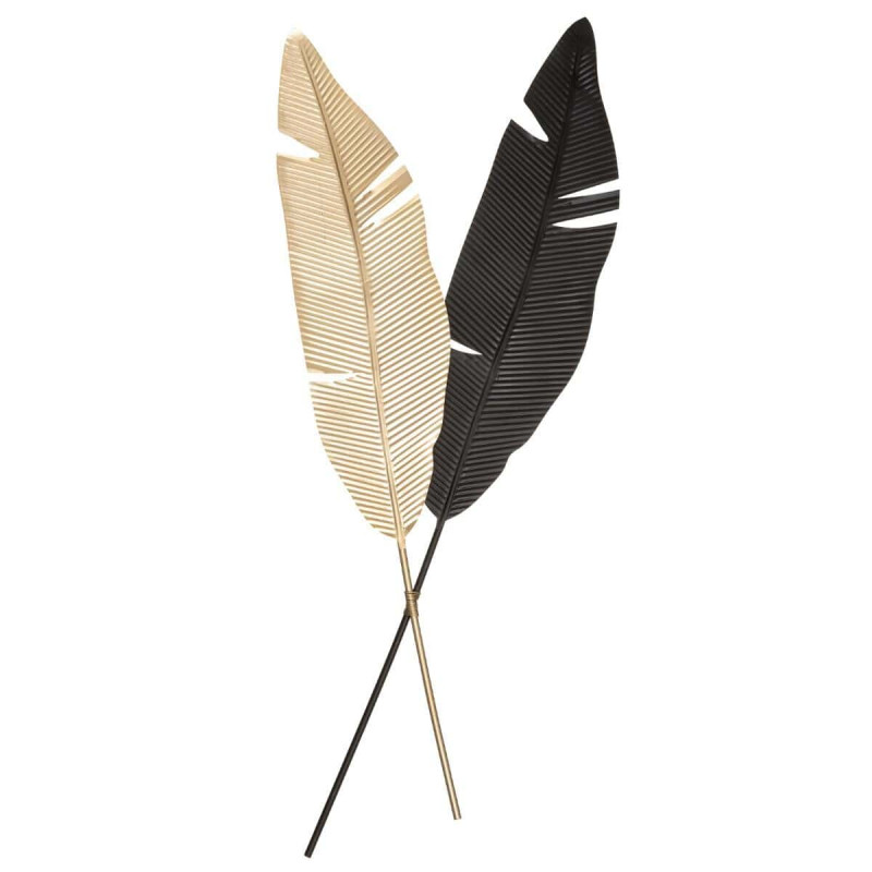 Déco murale métal "Claire" Noir & Doré 46 x 112 cm Atmosphera