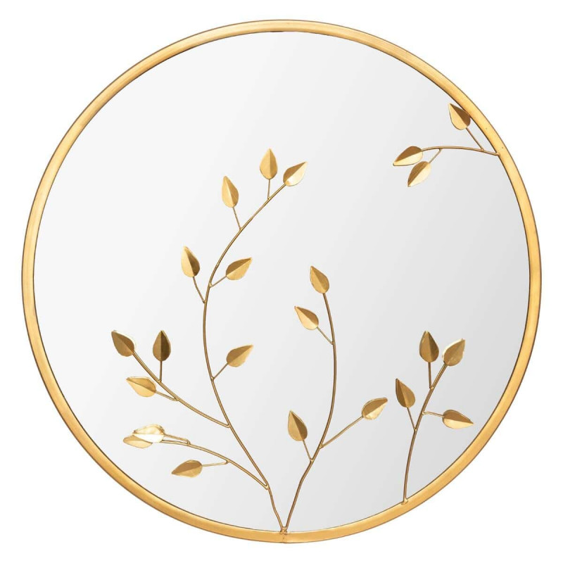 Miroir métal doré "Feuille" diamètre 58 cm Atmosphera