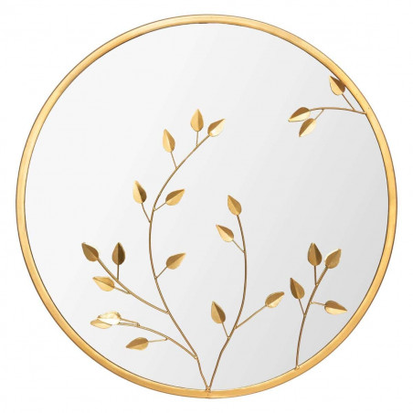 Miroir métal doré "Feuille" diamètre 58 cm Atmosphera
