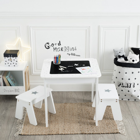 Ensemble table + 2 Tabourets pour chambre d'enfant Atmosphera