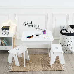 Ensemble table + 2 Tabourets pour chambre d'enfant Atmosphera