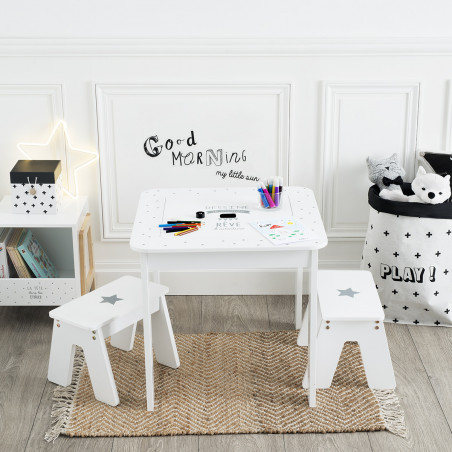 Ensemble table + 2 Tabourets pour chambre d'enfant Atmosphera