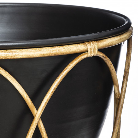 Lot de 2 pots métal imitation bambou "Asco" noir Atmosphera