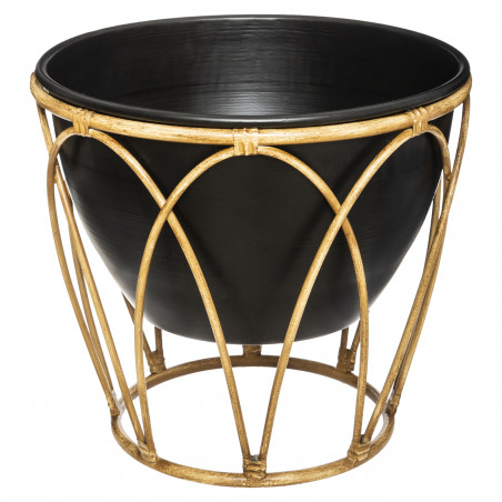 Lot de 2 pots métal imitation bambou "Asco" noir Atmosphera