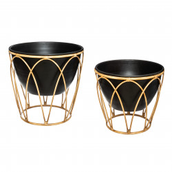 Lot de 2 pots métal imitation bambou "Asco" noir Atmosphera