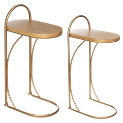 Lot de 2 tables café or "Lyna" hauteur 85 cm Atmosphera