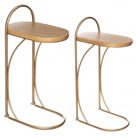 Lot de 2 tables café or "Lyna" hauteur 85 cm Atmosphera