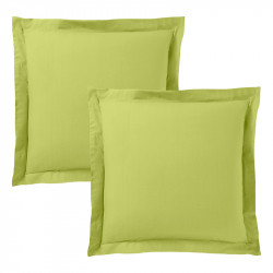 Lot de 2 taies d'oreiller Anis 63 x 63 cm volant plat piqué / 100% Coton / 57 fils/cm²