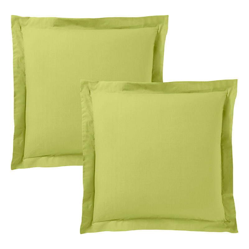 Lot de 2 taies d'oreiller Anis 63 x 63 cm volant plat piqué / 100% Coton / 57 fils/cm²
