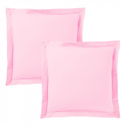 Lot de 2 taies d'oreiller Pétale 63 x 63 cm volant plat piqué / 100% Coton / 57 fils/cm²