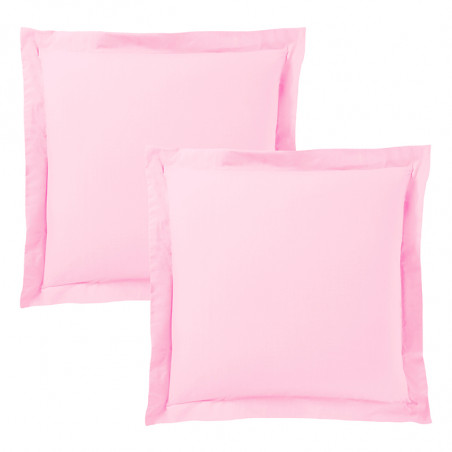 Lot de 2 taies d'oreiller Pétale 63 x 63 cm volant plat piqué / 100% Coton / 57 fils/cm²