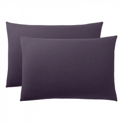 Lot de 2 taies d'oreiller Prune 50 x 70 cm / 100% Coton / 57 fils/cm²