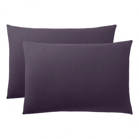 Lot de 2 taies d'oreiller Prune 50 x 70 cm / 100% Coton / 57 fils/cm²