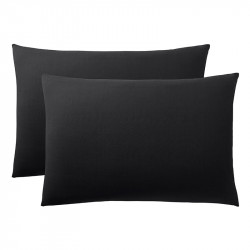 Lot de 2 taies d'oreiller Noir 50 x 70 cm / 100% Coton / 57 fils/cm²