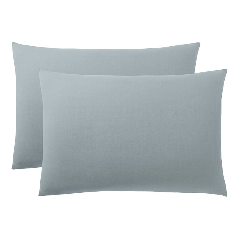 Lot de 2 taies d'oreiller Gris perle 50 x 70 cm / 100% Coton / 57 fils/cm²
