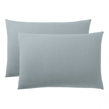 Lot de 2 taies d'oreiller Gris perle 50 x 70 cm / 100% Coton / 57 fils/cm²