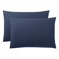 Lot de 2 taies d'oreiller Bleu marine 50 x 70 cm / 100% Coton / 57 fils/cm²